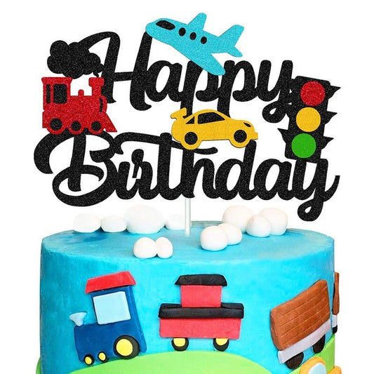 Transportation Vehicles Theme Birthday Cake Topper
