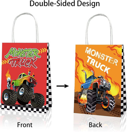 Monster Truck Paper Gift Bags with Handles 12 Pack