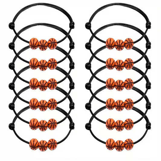 Basketball Theme Adjustable Bracelet 12 Pack