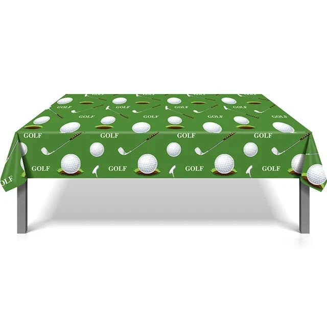 Golf Theme Tablecloth Plastic 220cm x 130cm