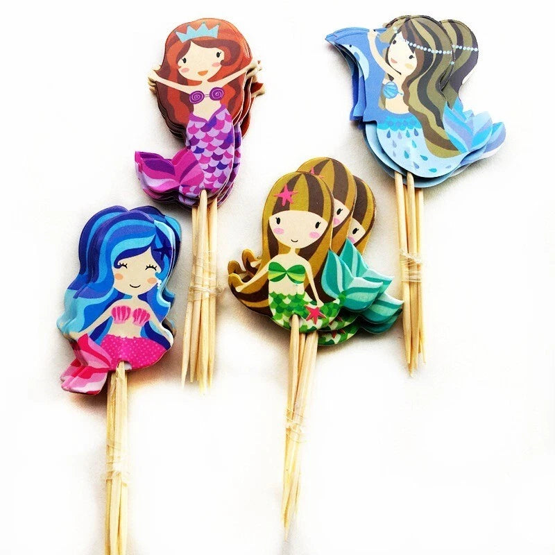 Cute Mermaid Cupcake Toppers (Pack of 24)