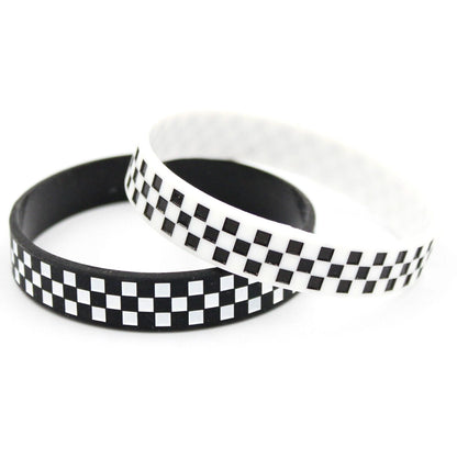 Checkered Print Silicone Bracelets Rubber Wristbands 12 Pack