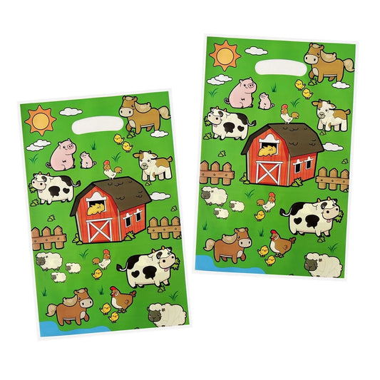 Farm Animals Gift Loot Bags Plastic 10 PK