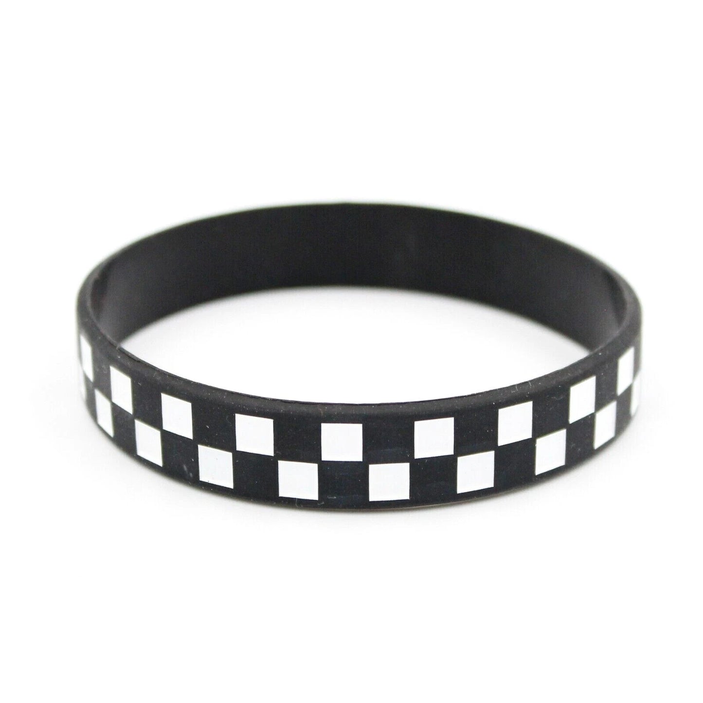 Checkered Print Silicone Bracelets Rubber Wristbands 12 Pack