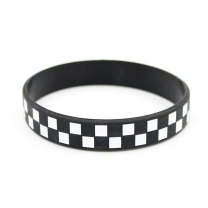 Checkered Print Silicone Bracelets Rubber Wristbands 12 Pack