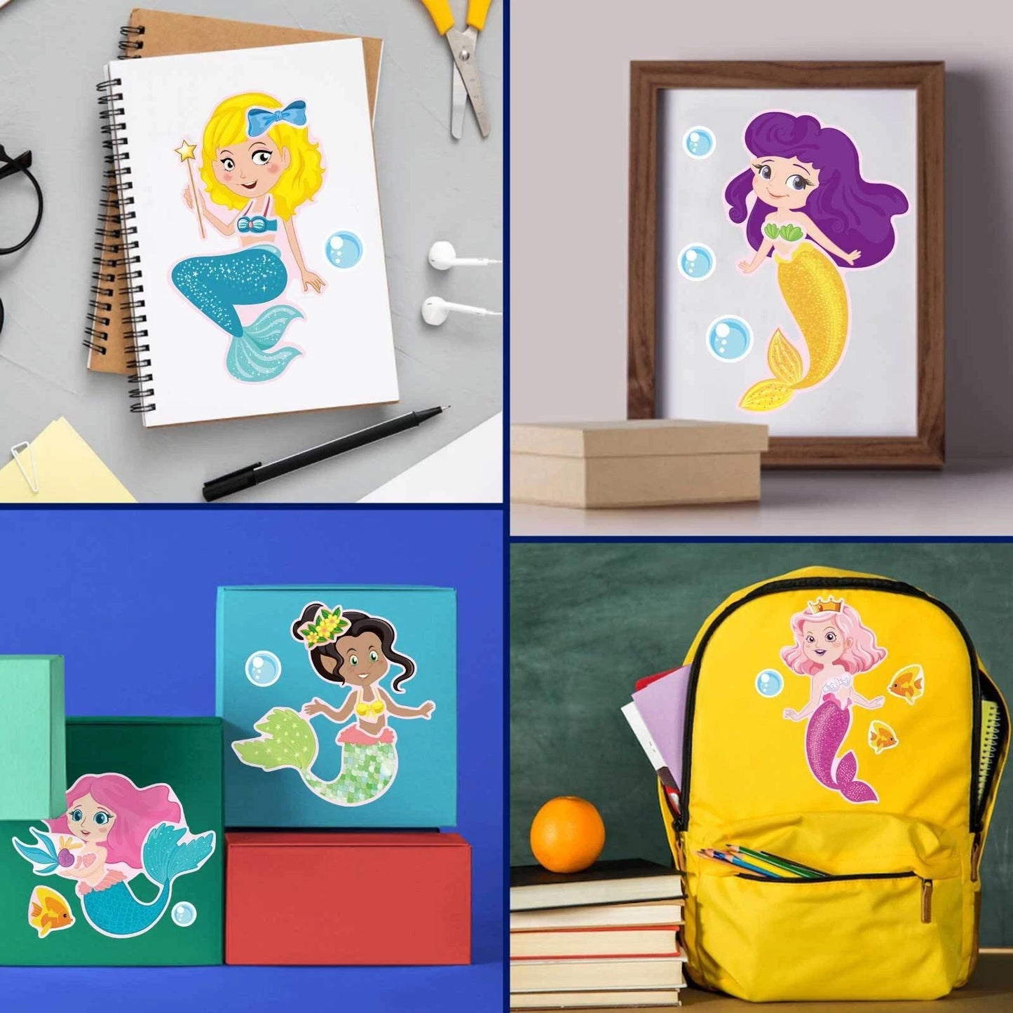 Mermaid Princess Make a Face DIY Stickers (8 Sheets)
