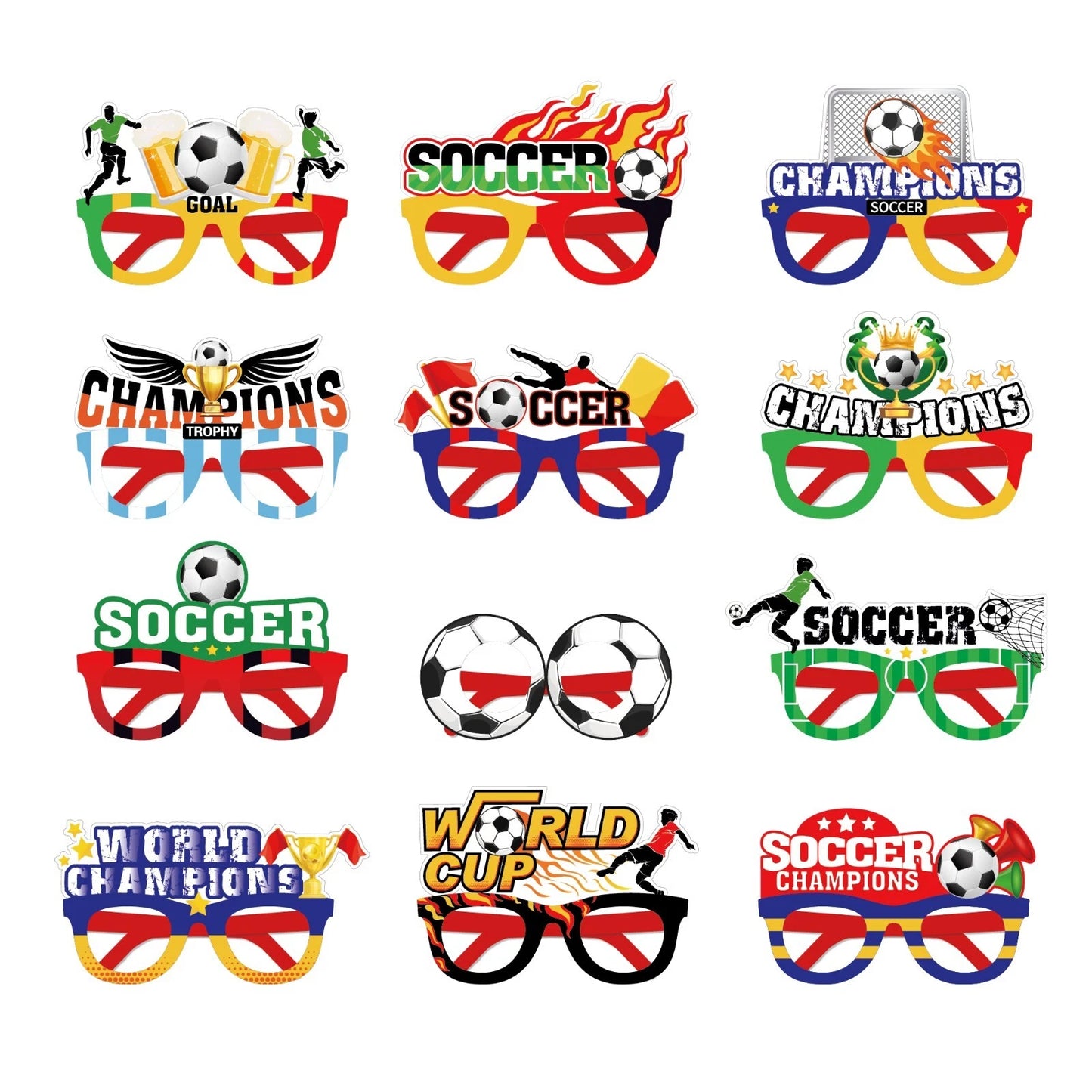 Pack of 12 Soccer Champions Theme Party Paper Glasses