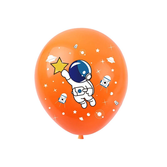 24pcs Outer Space Astronaut Rocket Printed Assorted Latex Balloons