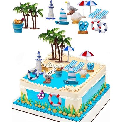 Summer Beach Swimming Theme Cake Decorating Set