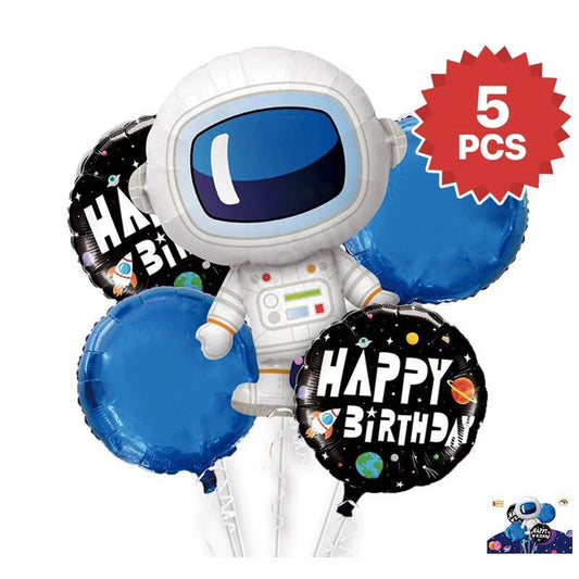 Outer Space Astronaut Shaped Foil Balloons (Pack of 5)