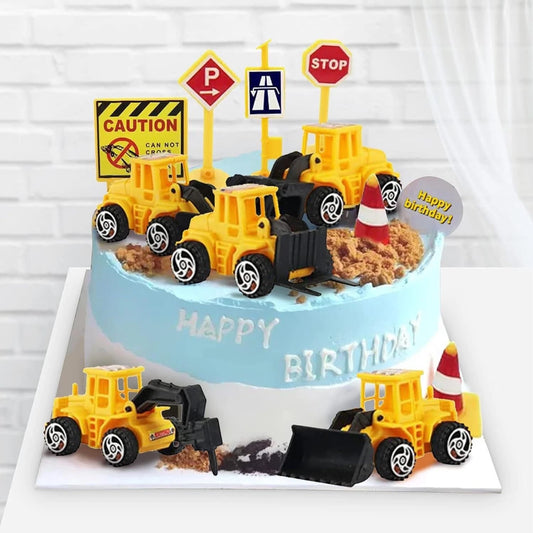 16pcs Construction Trucks Theme Birthday Cake Topper Decorating Set