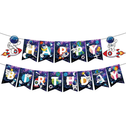 Outer Space Astronaut Rocket Theme Birthday Banner 2 Meter