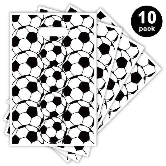 Soccer Print Gift Loot Bags Plastic 10pk