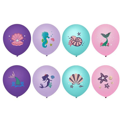 38pcs Mermaid Shell Starfish Printed Assorted Latex Confetti Balloons