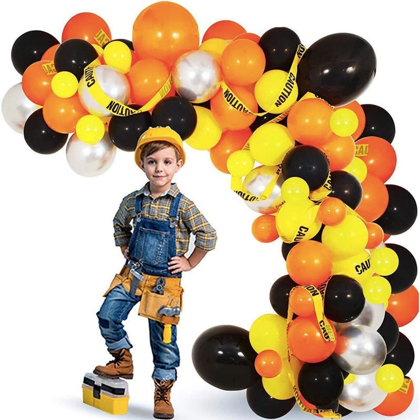 Construction Theme Balloon Arch Kit with Caution Tapes