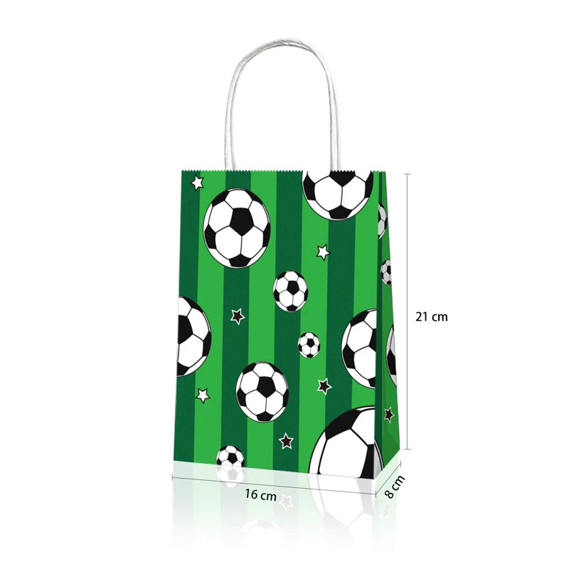 Soccer Print Paper Gift Bags with Handles (Pack of 12)