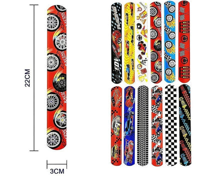 Racing Car Theme Slap Band Bracelet 12 Pack