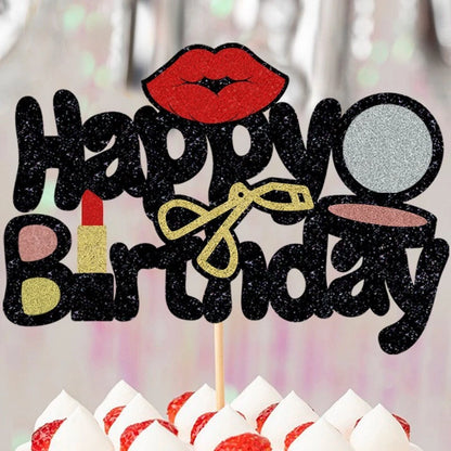 Girls Makeup cosmetics Birthday Cake Topper