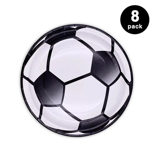 Soccer Print 7 inch 17cm Paper Plates Round 8pk