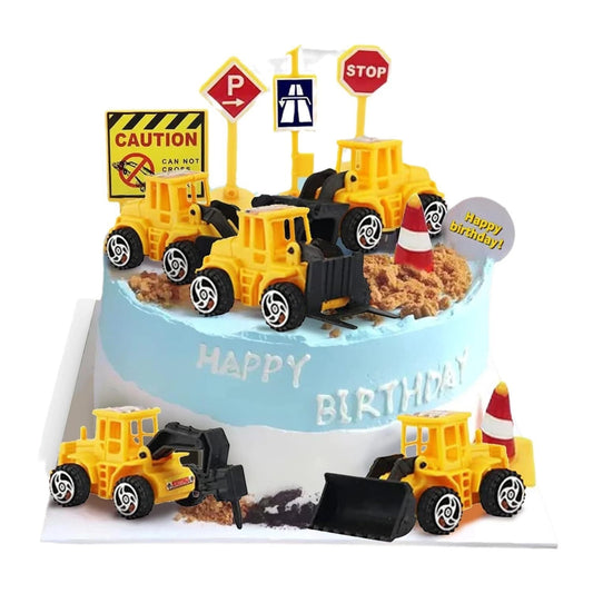 16pcs Construction Trucks Theme Birthday Cake Topper Decorating Set