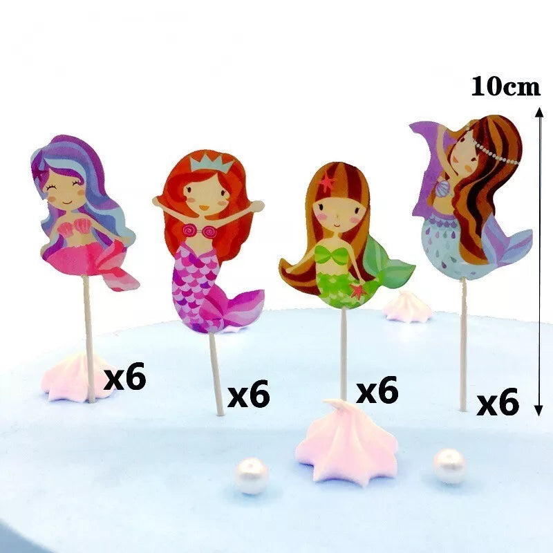 Cute Mermaid Cupcake Toppers (Pack of 24)
