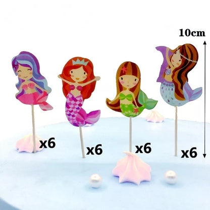 Cute Mermaid Cupcake Toppers (Pack of 24)