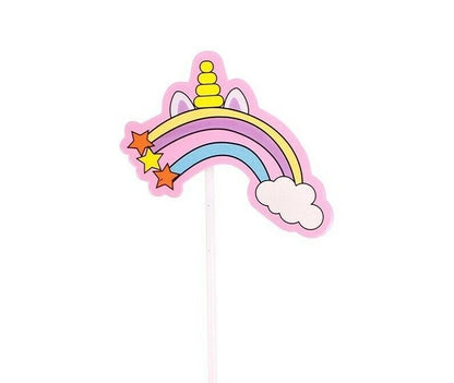 Unicorn Rainbow Theme Birthday Cake Decorating Toppers 6 pack