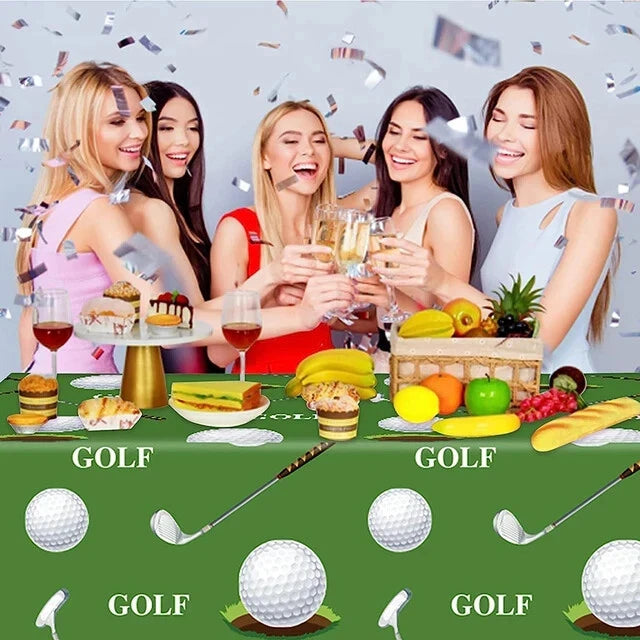 Golf Theme Tablecloth Plastic 220cm x 130cm