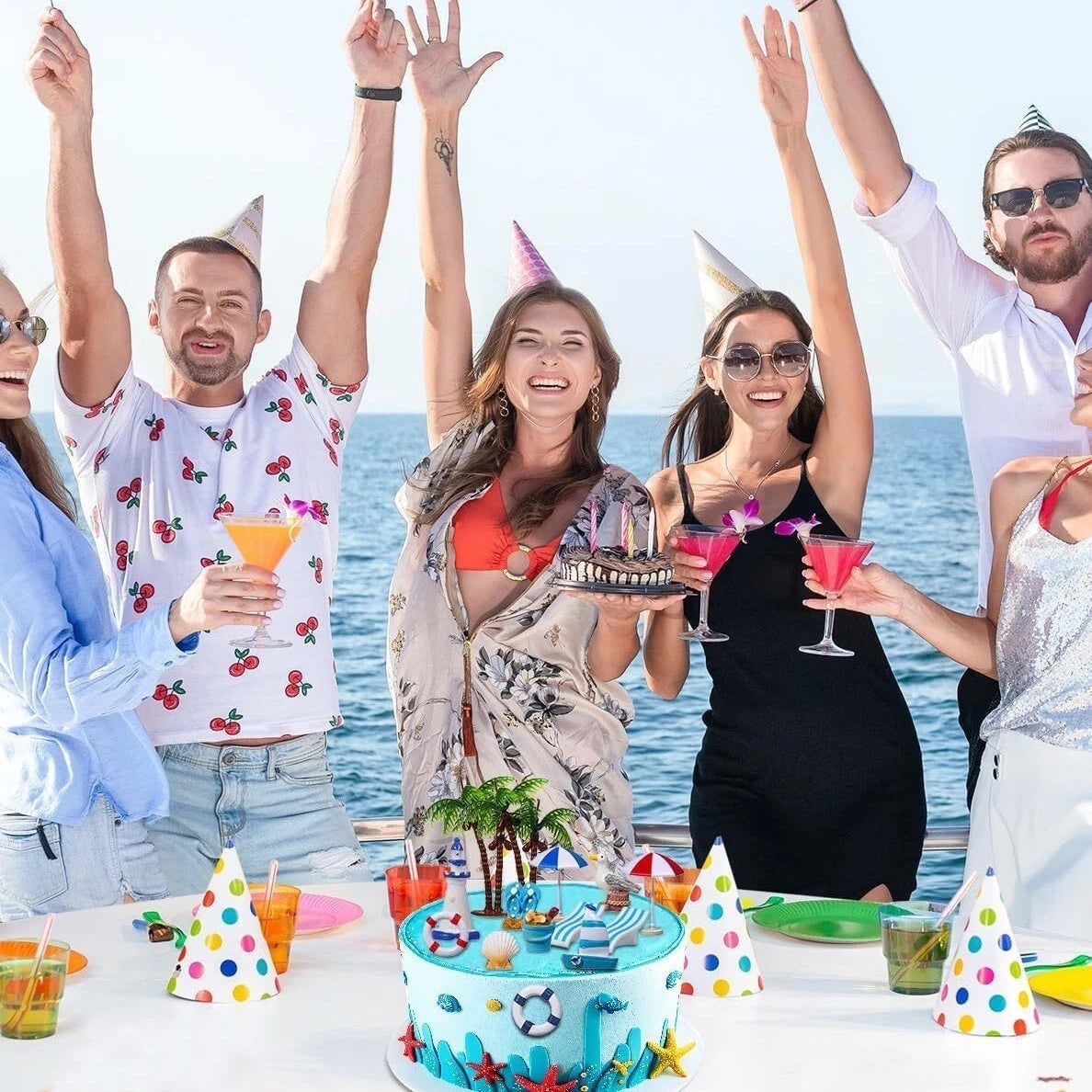 Summer Beach Swimming Theme Cake Decorating Set
