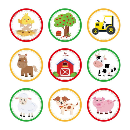 Farm Animals Paper Gift Bags with Mini Stickers 12PK