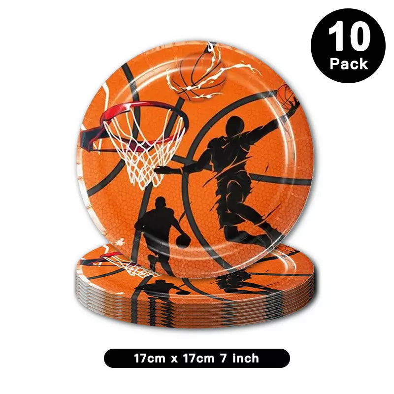 Basketball Theme Party 17cm 7 inch Plates Round 10 Pack