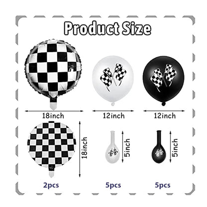 Checkered Print Assorted Foil Latex Balloons 12 Pack