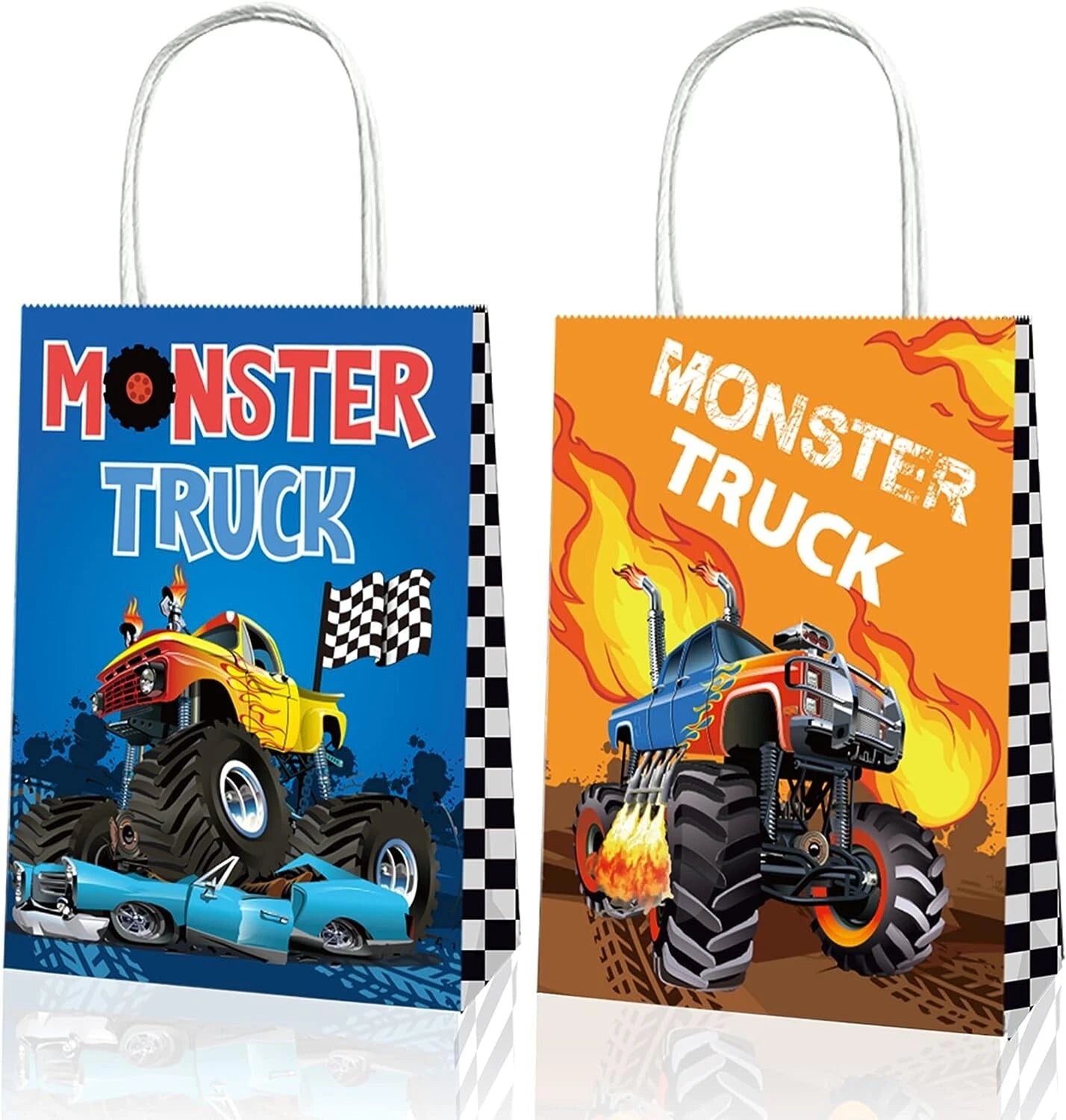Monster Truck Paper Gift Bags with Handles 12 Pack