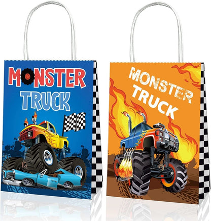 Monster Truck Paper Gift Bags with Handles 12 Pack