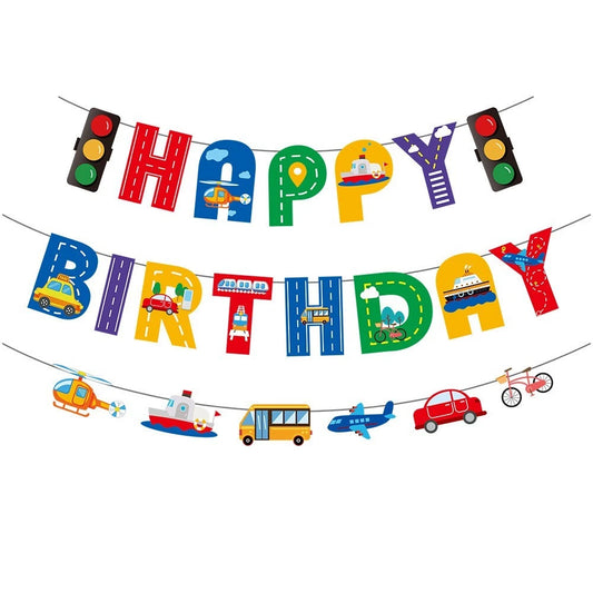 Transportation Vehicles Theme Birthday Banner