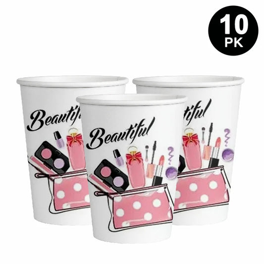 Beauty Makeup Cosmetic Theme 250ml Paper Cups (Pack of 10)
