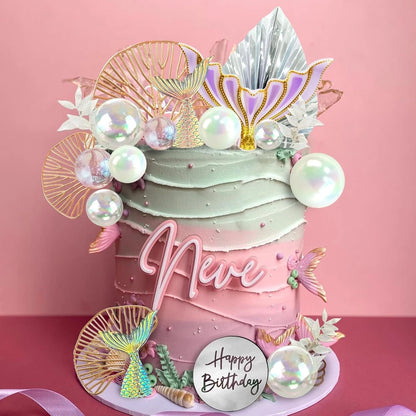 26pcs Mermaid Theme Birthday Cake Topper Decorating Set