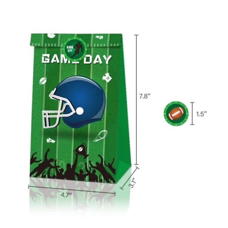 Football Paper Gift Bags with Mini Stickers 12PK