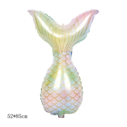 9pcs Mermaid Tail Shell Shaped Foil Latex Balloons (Pink)