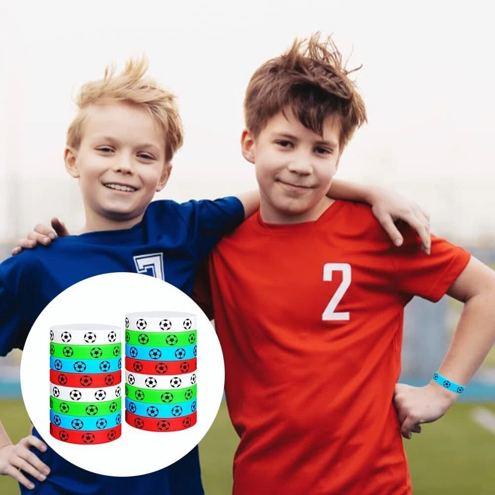 Soccer Theme Silicone Bracelets Rubber Wristbands 12 Pack