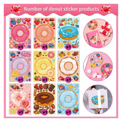 My Sweets Donuts DIY Stickers 9 Sheets Pack Kids Party Activities