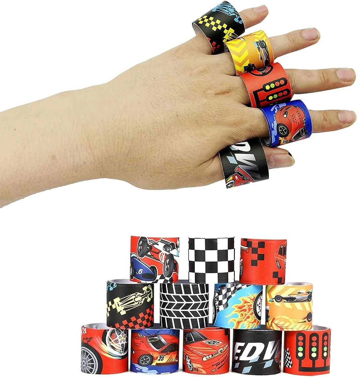 Racing Car Theme Slap Band Bracelet 12 Pack