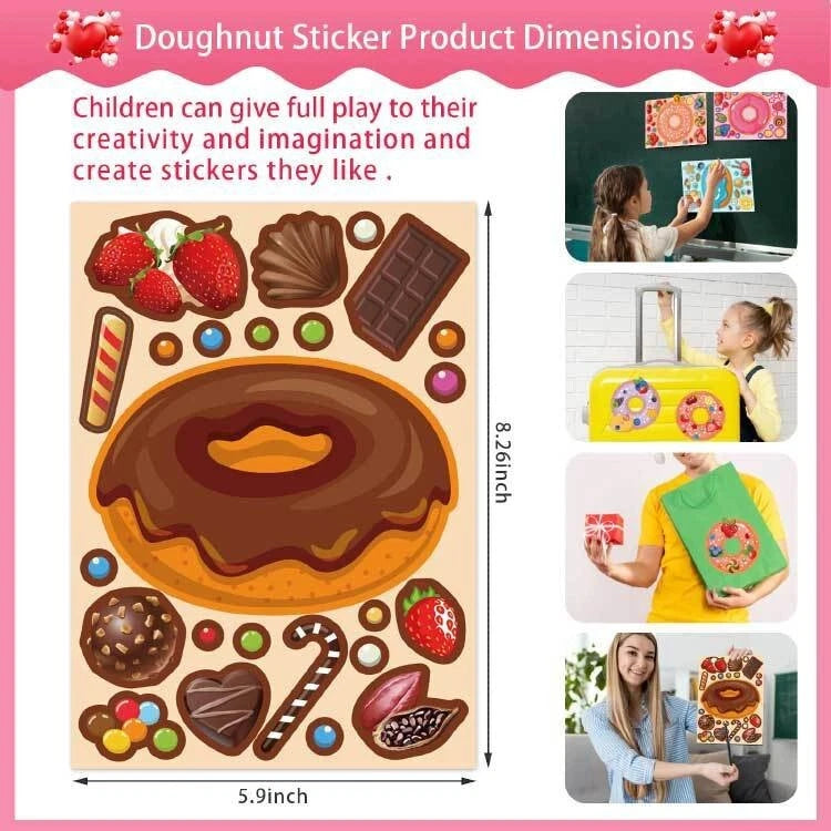 My Sweets Donuts DIY Stickers 9 Sheets Pack Kids Party Activities