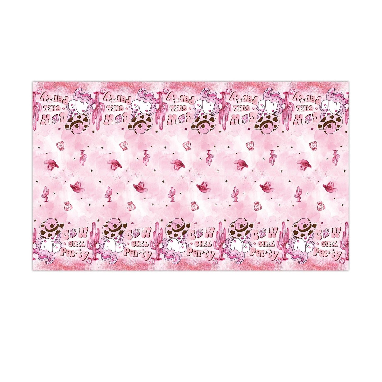 Disco CowGirl Theme Birthday Tablecloth Plastic 180cm x 108cm