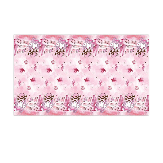 Disco CowGirl Theme Birthday Tablecloth Plastic 180cm x 108cm