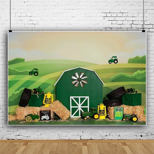 Tractor Theme Birthday Party Backdrop Banner
