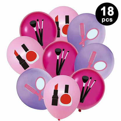 Beauty Makeup Cosmetics Theme Party Decorating Set | Birthday Banner Balloons Cake Cupcake Toppers