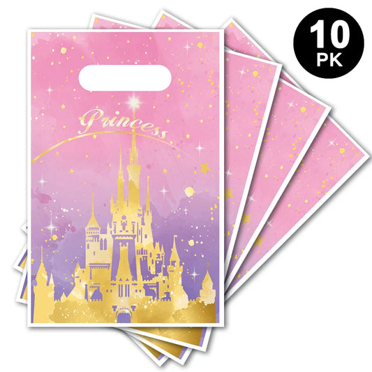 Princess Castle Theme Gift Loot Bags Plastic (Pack of 10)