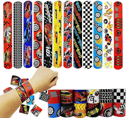 Racing Car Theme Slap Band Bracelet 12 Pack