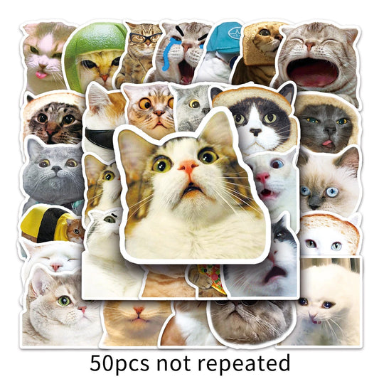 50pcs Cute Cat Theme Vinyl Stickers